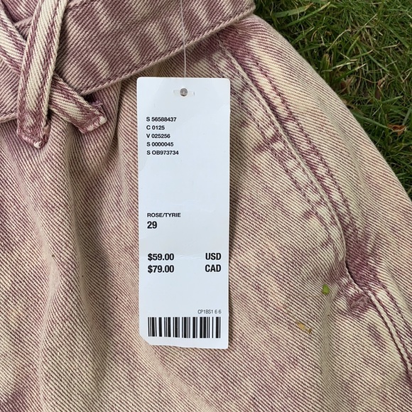 Pink acid washed paper bag waist shorts BDG - Picture 3 of 5